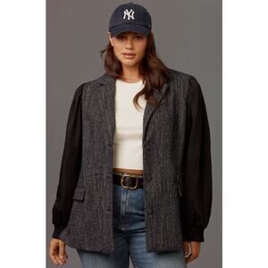 Anthropologie Maeve NWT Mixed Media Tweed Bomber Jacket Size 6